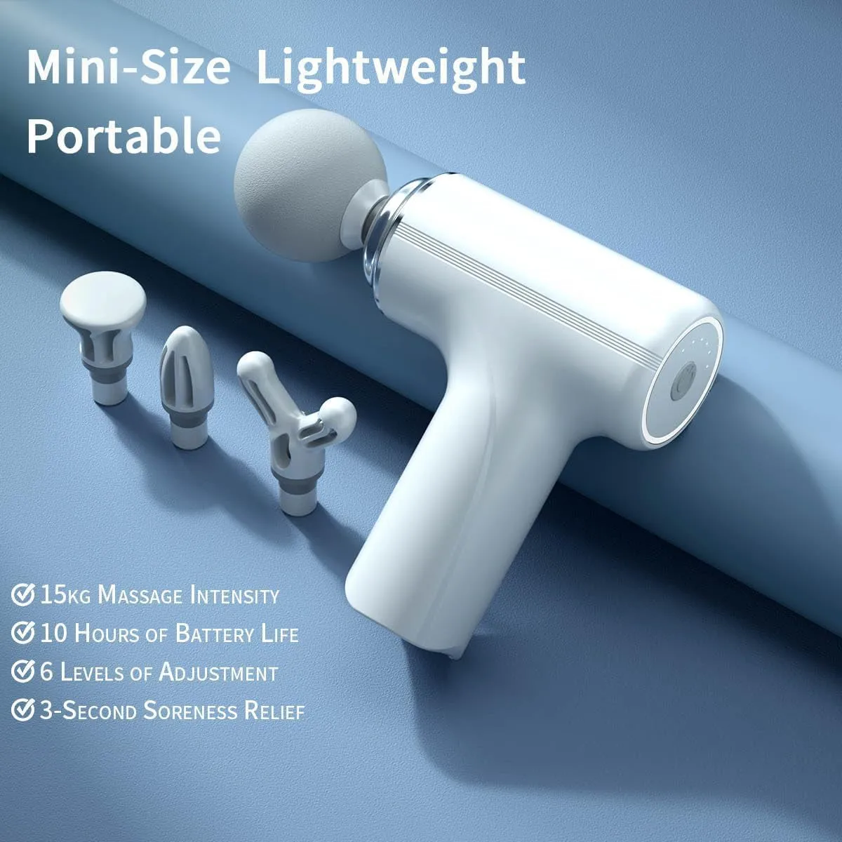 Massage Gun, 410g Lightweight Muscle Massager, Deep Tissue Relief Massager, 6 Levels Adjustable, Gift for Men and Women, Suitable for Body, Neck, Back, Arms, Shoulders, Legs (White)