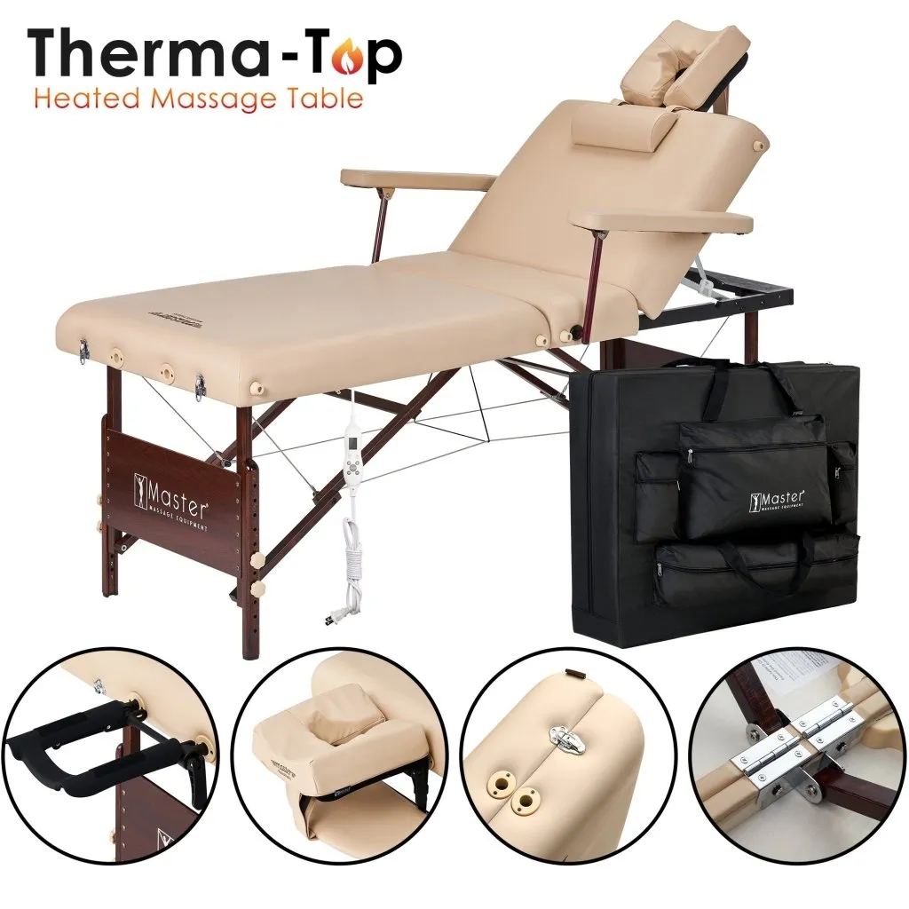 Master Massage 30'' DEL RAY Portable Massage Table Package with THERMA-TOP® - Built-In Adjustable Heating System for Extreme Comfort