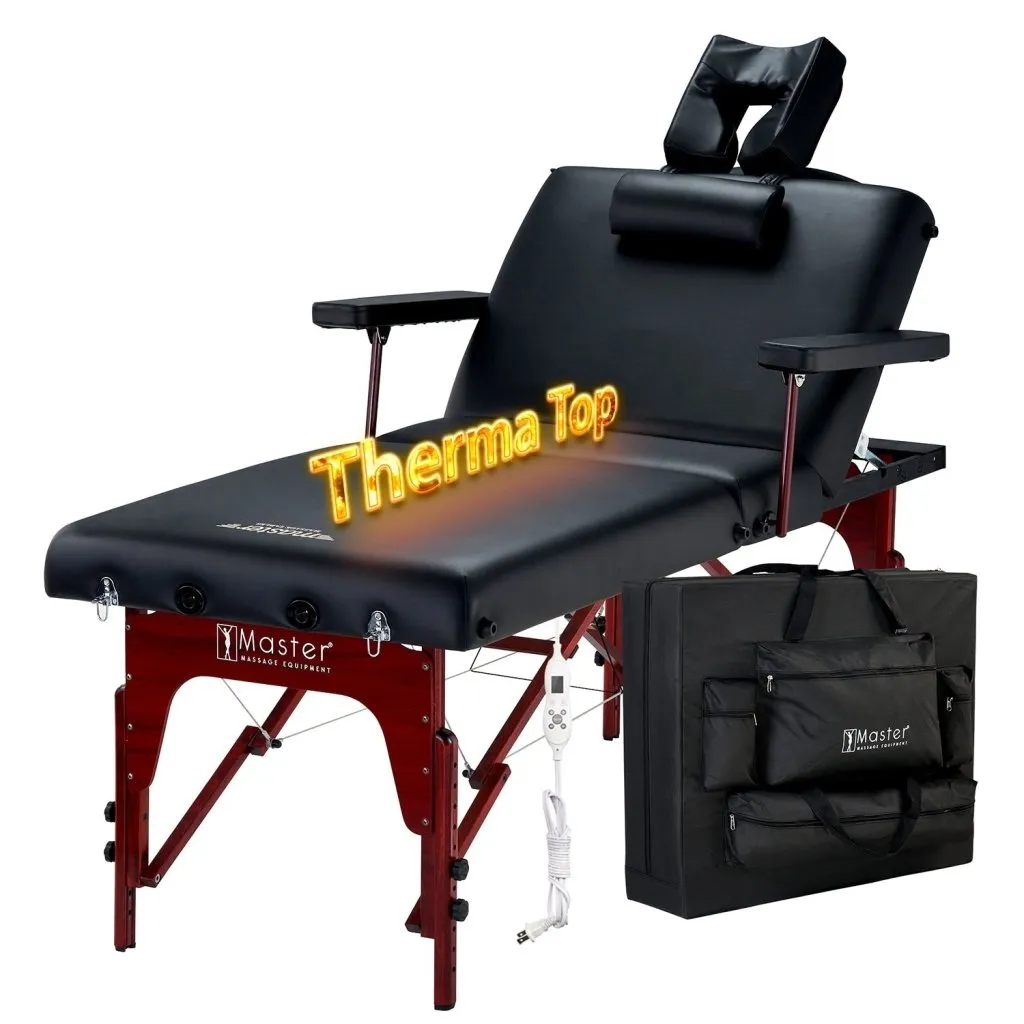 Master Massage 31'' Montclair Portable Massage Table Package with MEMORY FOAM Layer, Shiatsu Cables, & Reiki Panels