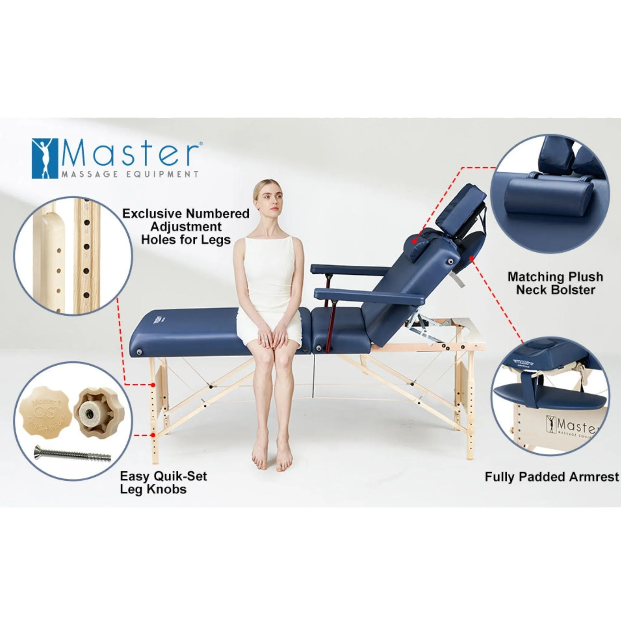 Master Massage CORONADO SALON Portable Massage Table Package with Lift Back Action - 78 cm