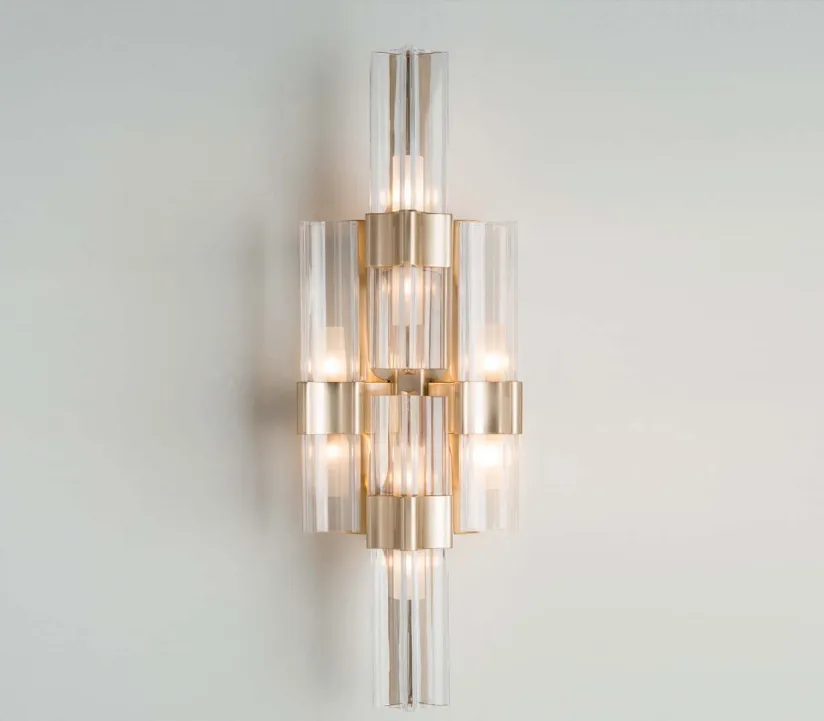 Modern Gold High-End Italian Wall Light With Crystal Shades