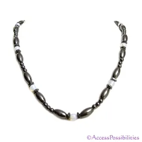 Moonstone Hex And Rice Magnetite Magnetic Necklace