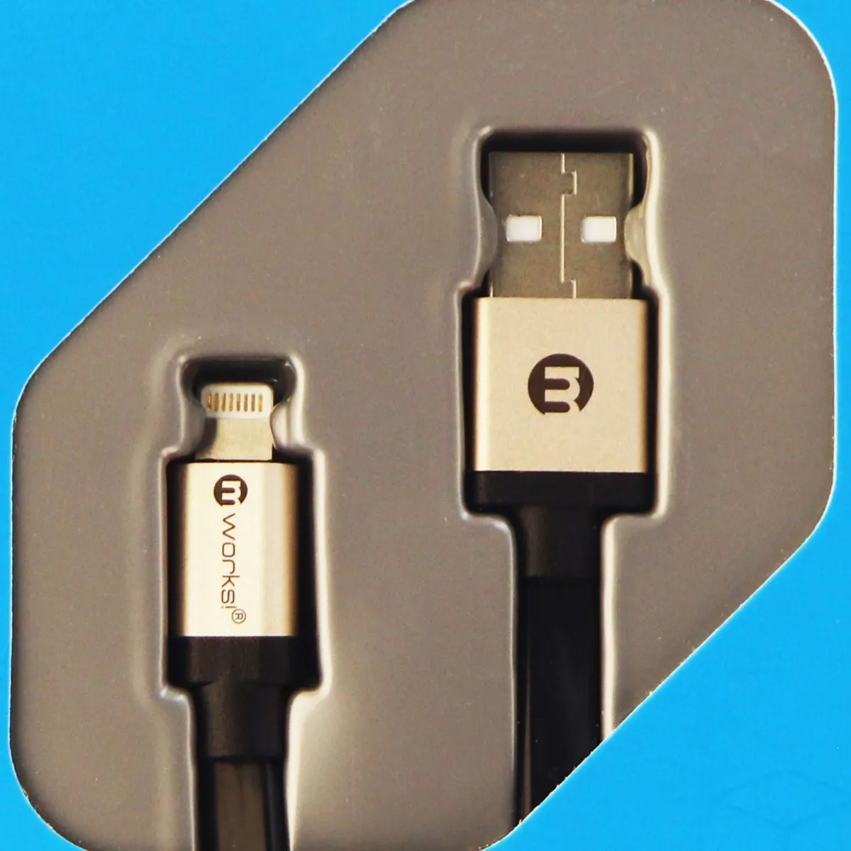mWorks! (ASPWMW000103)  Charge/Sync Cable for USB Devices - Black/Silver