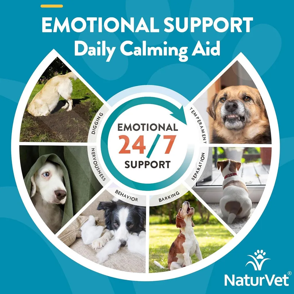 NaturVet Emotional Support Daily Calming Aid Soft Chews Plus 24/7 Support for Dogs, 120 count