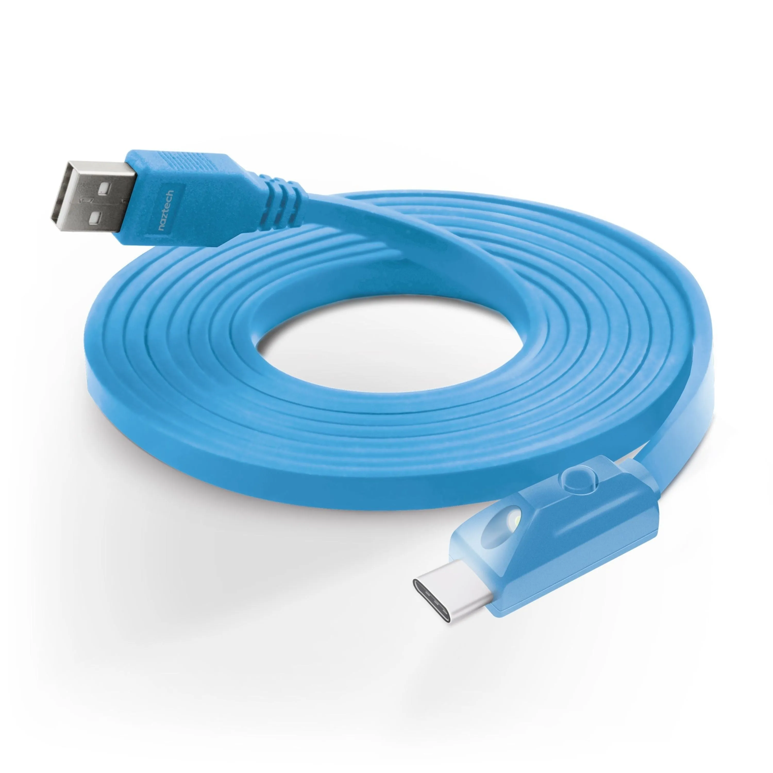 Naztech LED USB-A to USB-C 2.0 Charge/Sync Cable 6ft Blue
