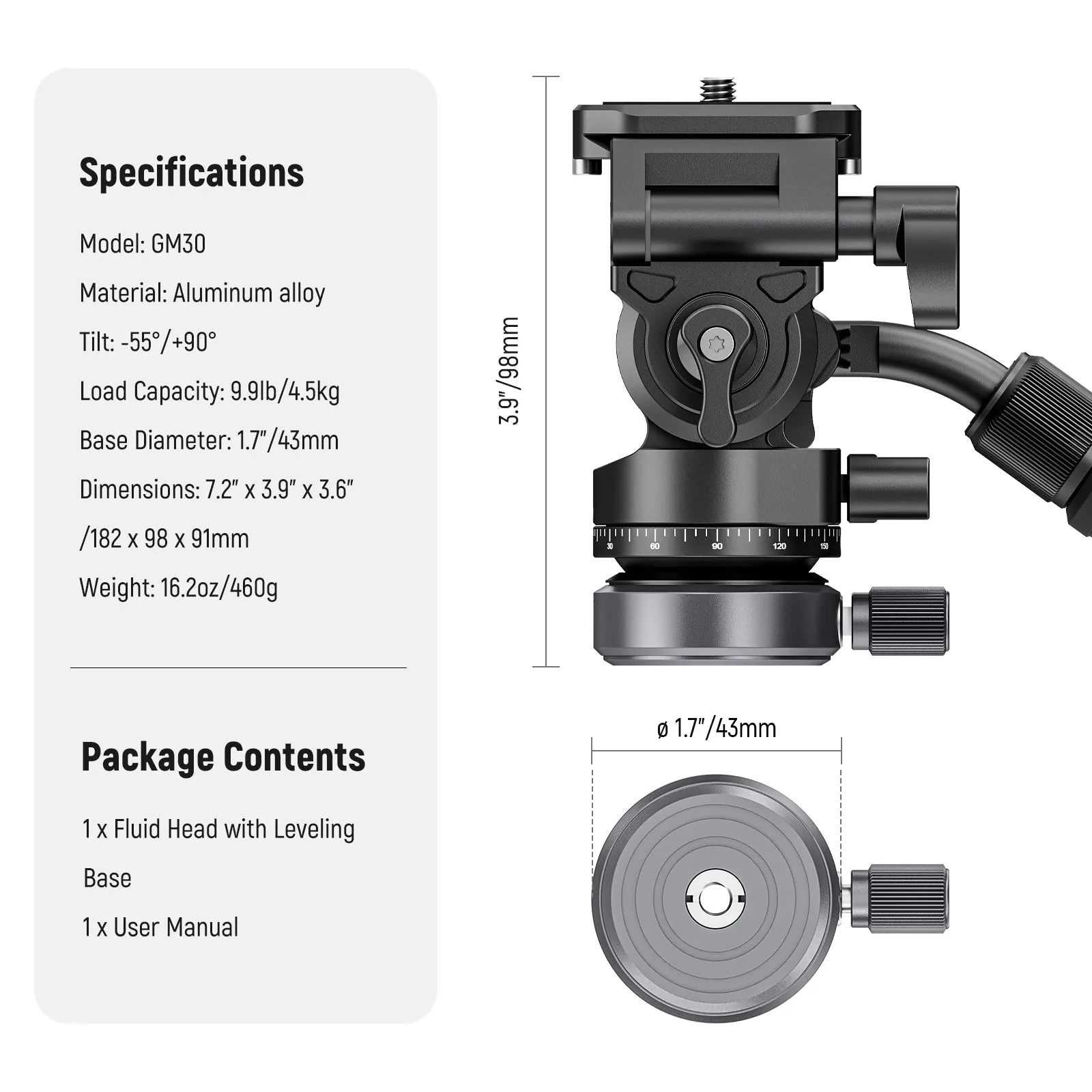 NEEWER GM30 Tripod Fluid Head