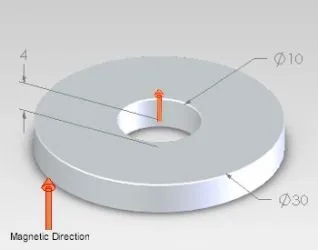 Neodymium Ring Magnet - OD30mm x H4mm x ID10mm | N42