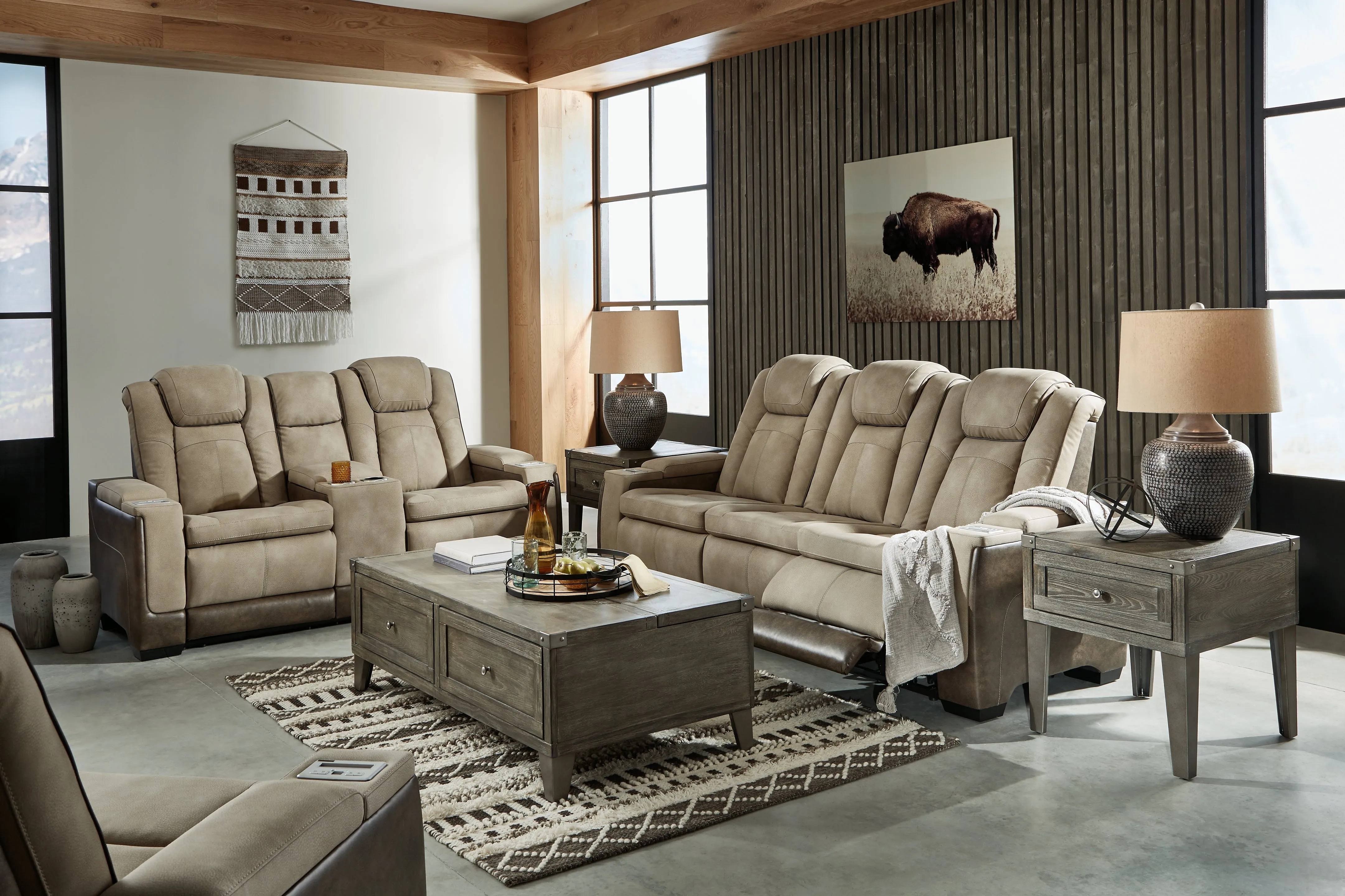 Next-Gen DuraPella Sofa, Loveseat and Recliner in Sand