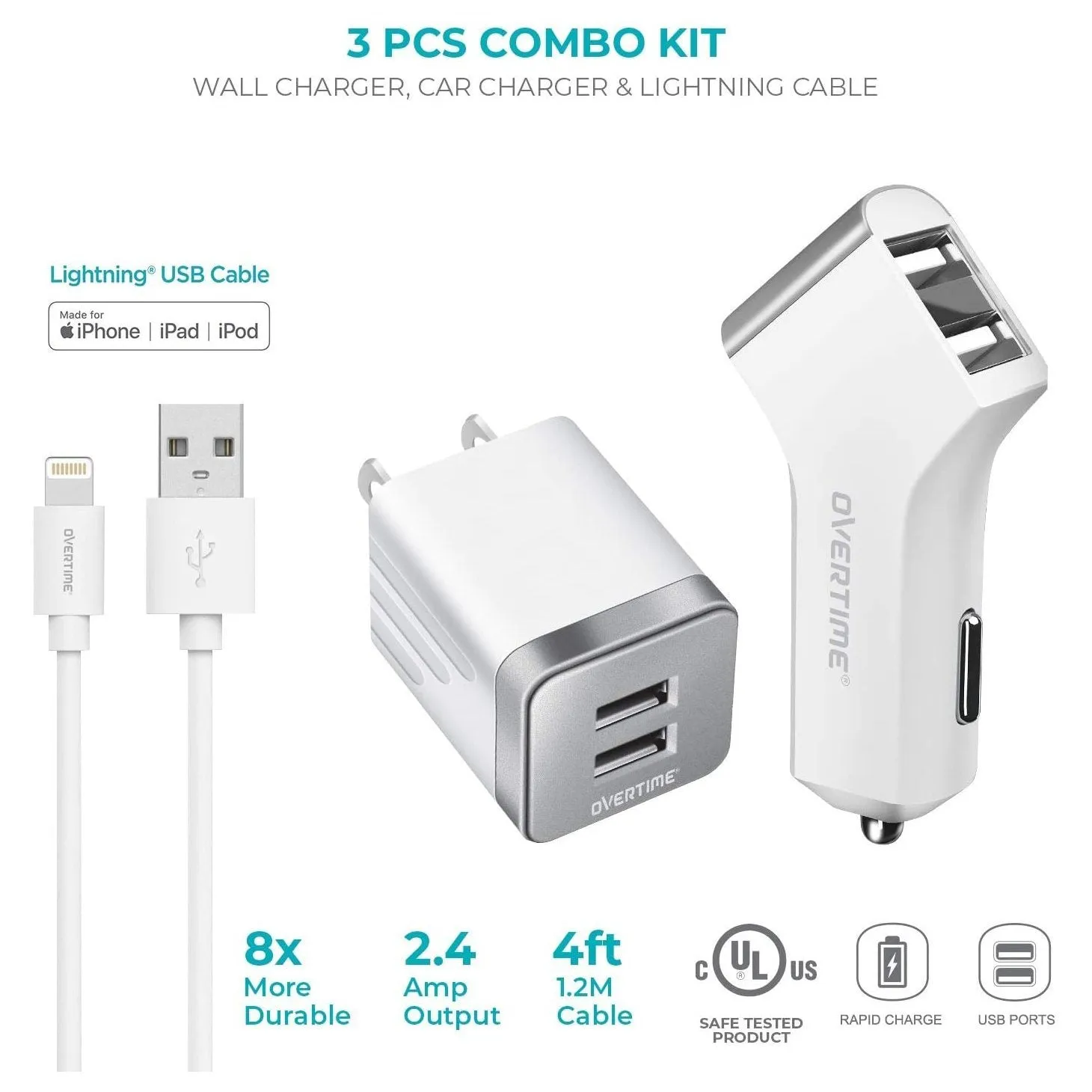Overtime Dual iPhone Car Charger Set