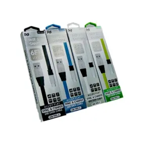 PDI Accessories USB Type-C 2.1A Fast Charge Cable 6ft Assorted Colours