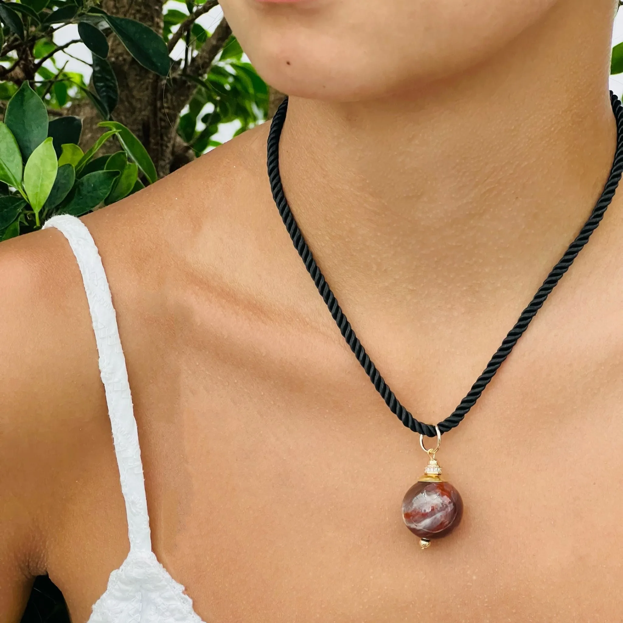 Petrified Wood Silk Twist Necklace