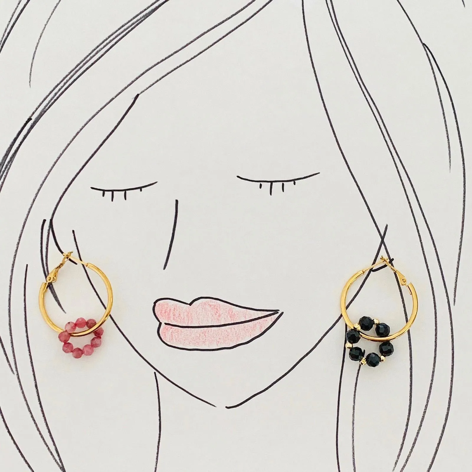 Pink Tourmaline & Black Spinels Sucre Donut Earrings