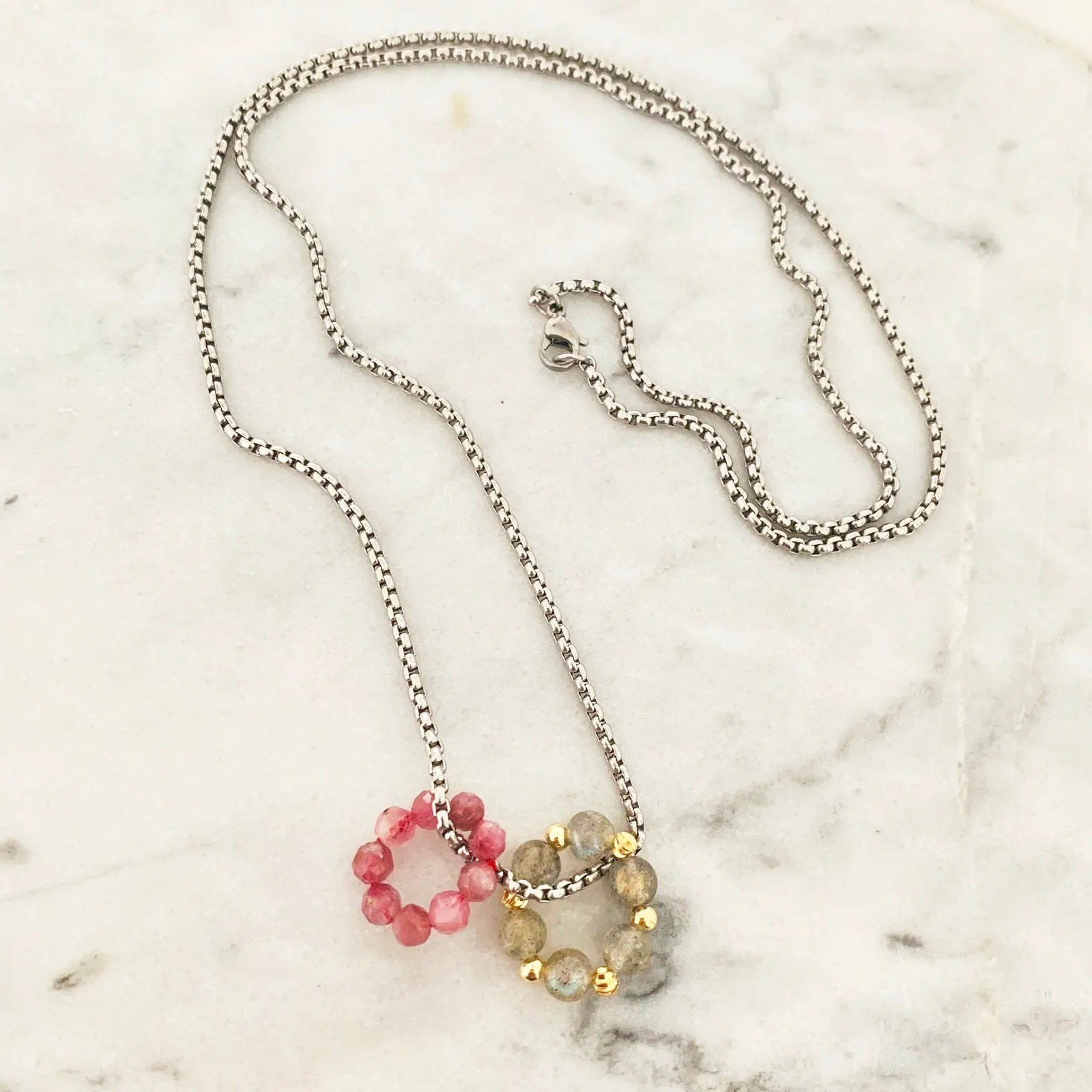 Pink Tourmaline & Blue Apatite Sucre Donut Earrings