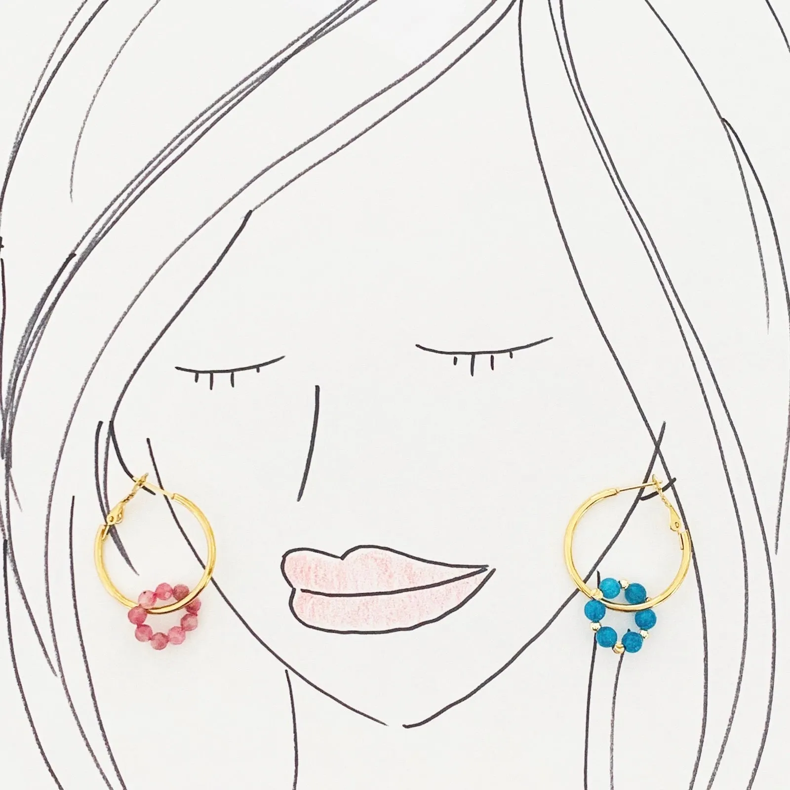 Pink Tourmaline & Blue Apatite Sucre Donut Earrings