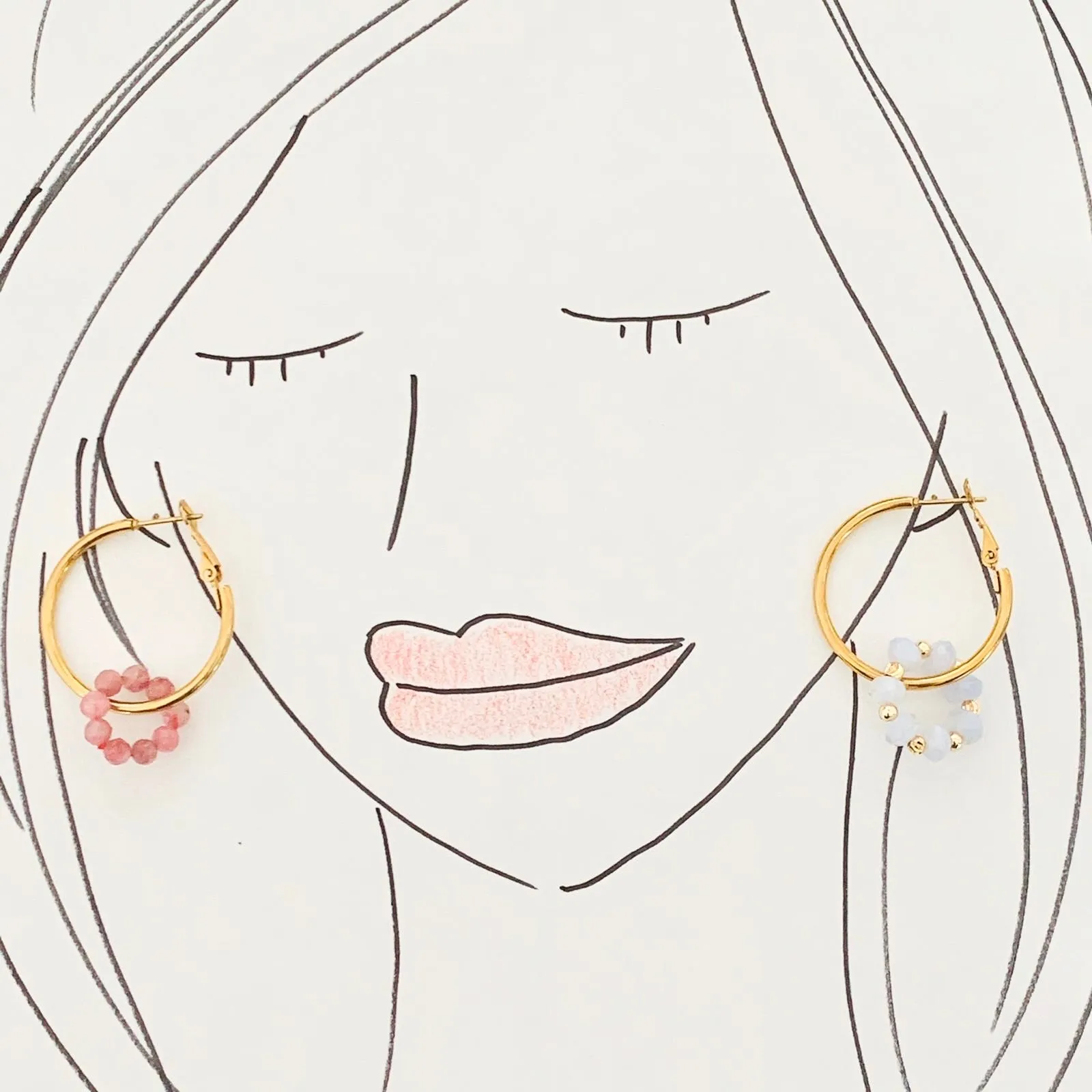 Pink Tourmaline & Blue Lace Agate Sucre Donut Earrings