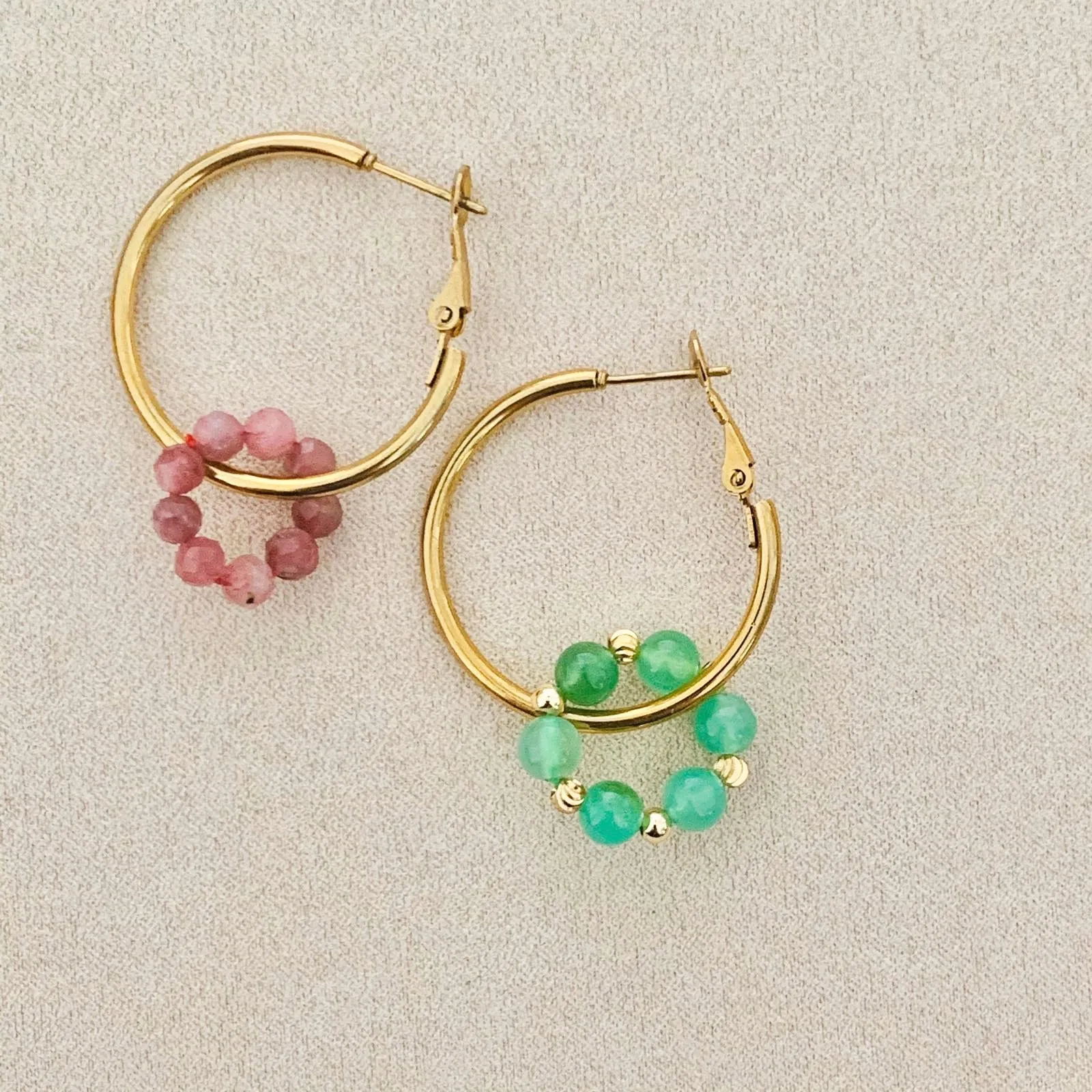 Pink Tourmaline & Chrysoprase Sucre Donut Earrings