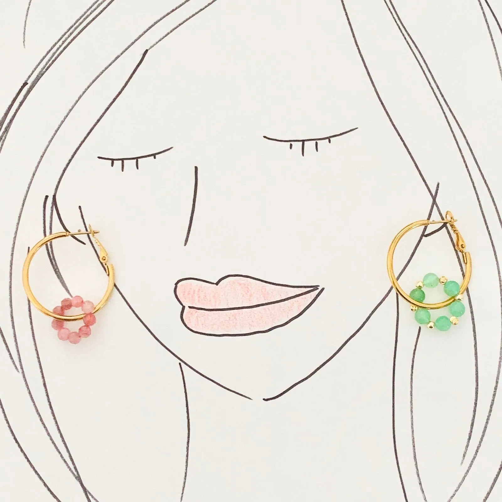 Pink Tourmaline & Chrysoprase Sucre Donut Earrings