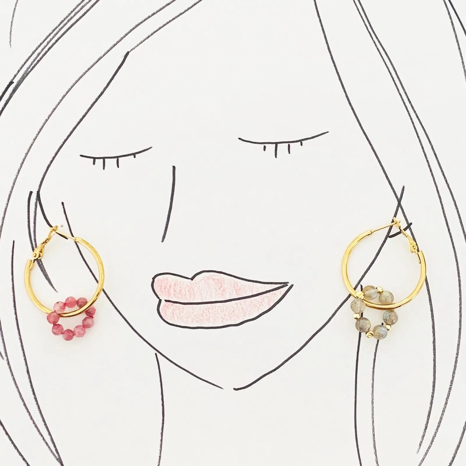Pink Tourmaline & Labradorite Sucre Donut Earrings