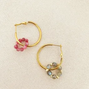 Pink Tourmaline & Labradorite Sucre Donut Earrings
