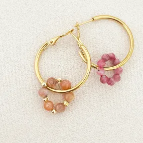 Pink Tourmaline & Sunstone Sucre Donut Earrings