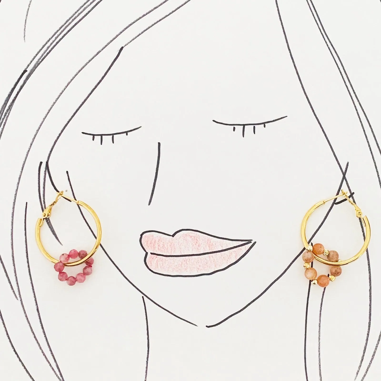 Pink Tourmaline & Sunstone Sucre Donut Earrings