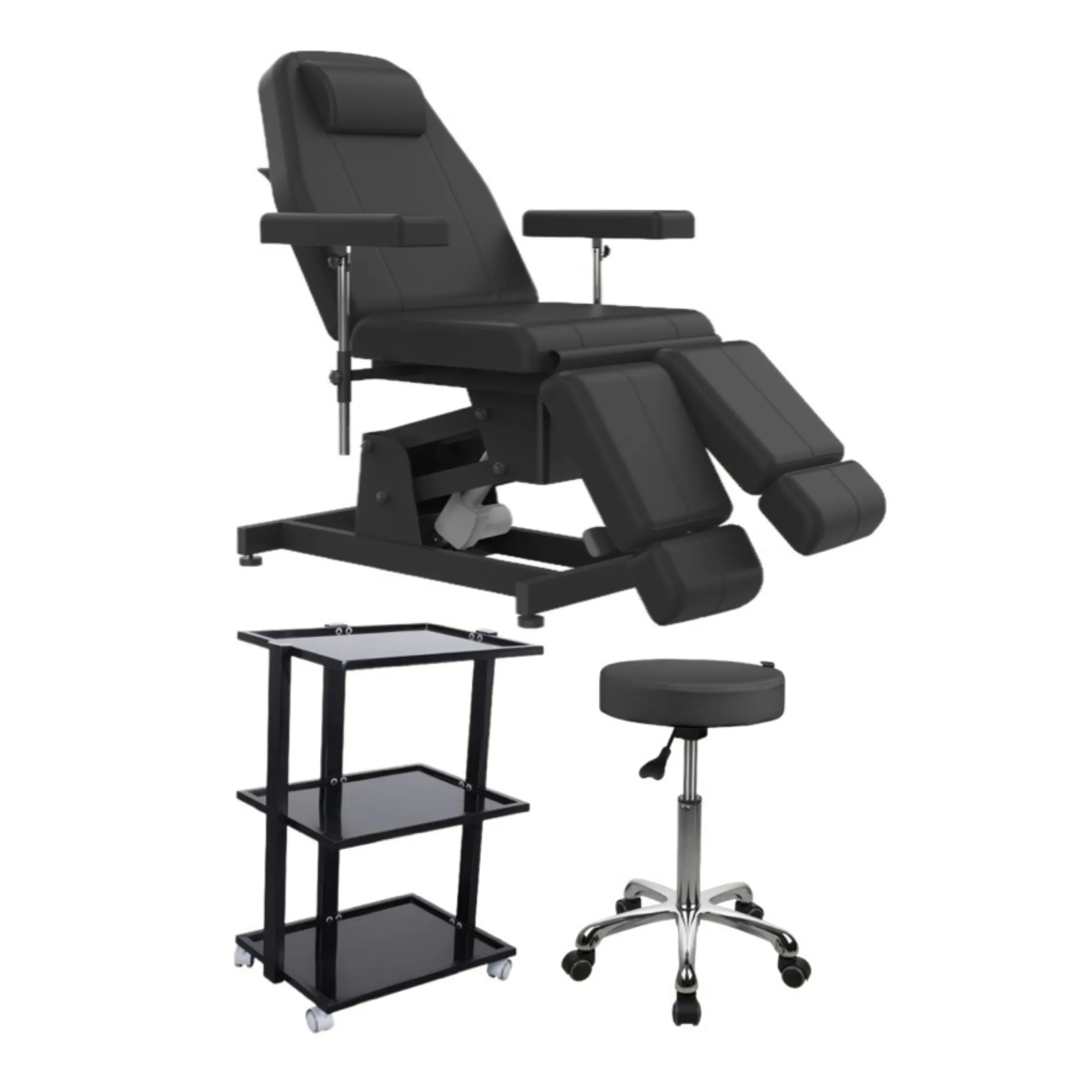 PJS Direct Tatt Skull Tattoo Room Package: Tattoo Bed, Glass Trolley & Stool