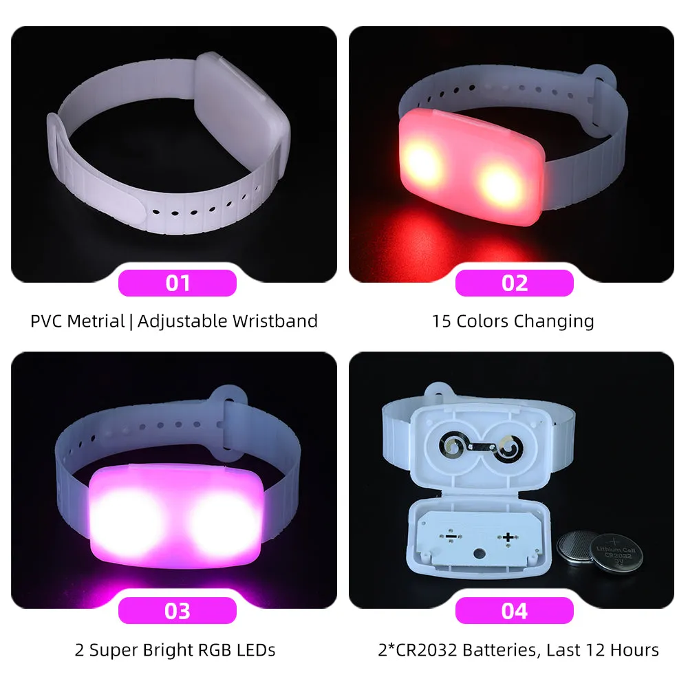 PP Bracelets with App Control LED Bracelets for Party (200 PCS   APP Transmitter)