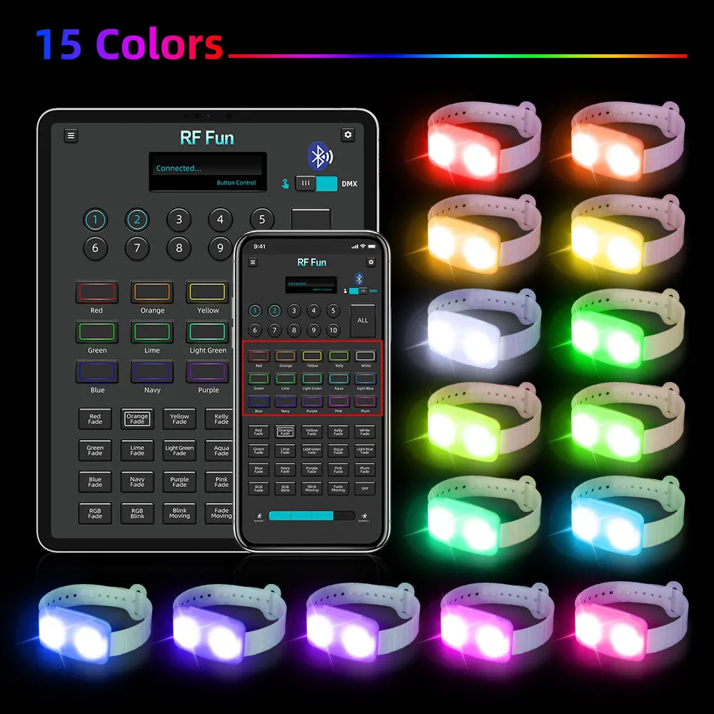 PP Bracelets with App Control LED Bracelets for Party (200 PCS   APP Transmitter)