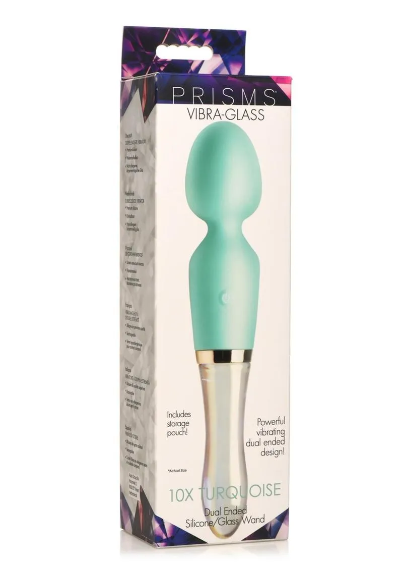 Prisms Vibra-Glass 10x Dual End Rechargeable Silicone Glass Wand