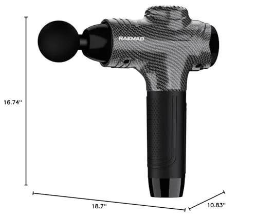 RAEMAO Massage Gun, Massage Gun Deep Tissue, Back Massage Gun for Athletes for Pain Relief Attaching 8 PCS Replacement Heads, Percussion Massager with 10 Speeds & LED Screen, Carbon