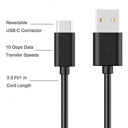Redmi Mi Note 7 Pro Type C Charge And Sync Cable-1.2 M-Black