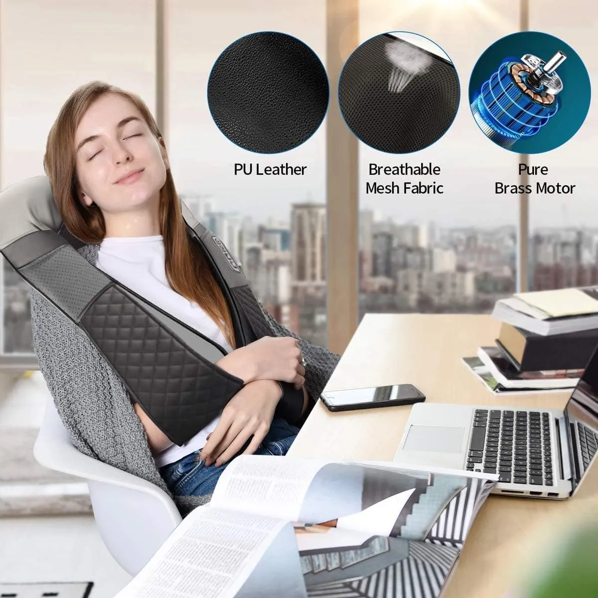 Renpho Neck Back Massager with Heat, Shoulder Massager with Electric Deep Tissue Kneading Massage, Pain Relief on Waist, Leg, Calf, Foot, Arm, Full Body, Muscles, Use at Home,Office