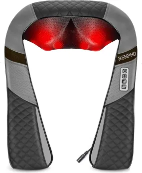 Renpho Neck Back Massager with Heat, Shoulder Massager with Electric Deep Tissue Kneading Massage, Pain Relief on Waist, Leg, Calf, Foot, Arm, Full Body, Muscles, Use at Home,Office