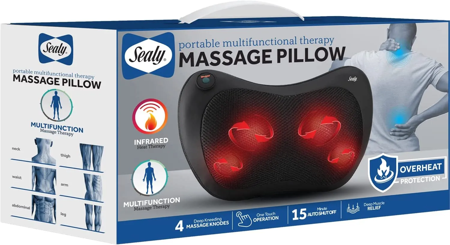 Sealy Mini Massage Pillow Pad for Full-Body Deep Tissue Muscle Relief (MA-120)