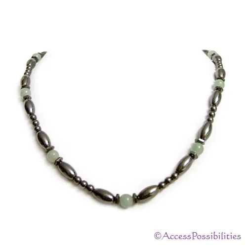 Serpentine Hex And Rice Magnetite Magnetic Necklace