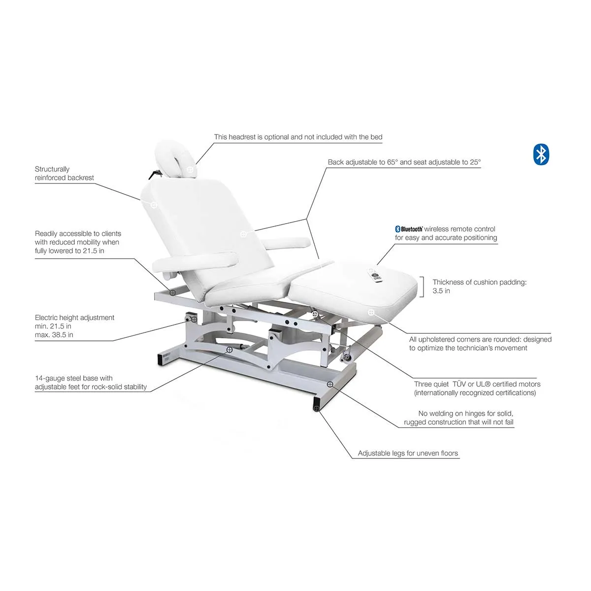 Silhouet-Tone LAGUNA MIST White Spa Electric Table 3-4 weeks for delivery