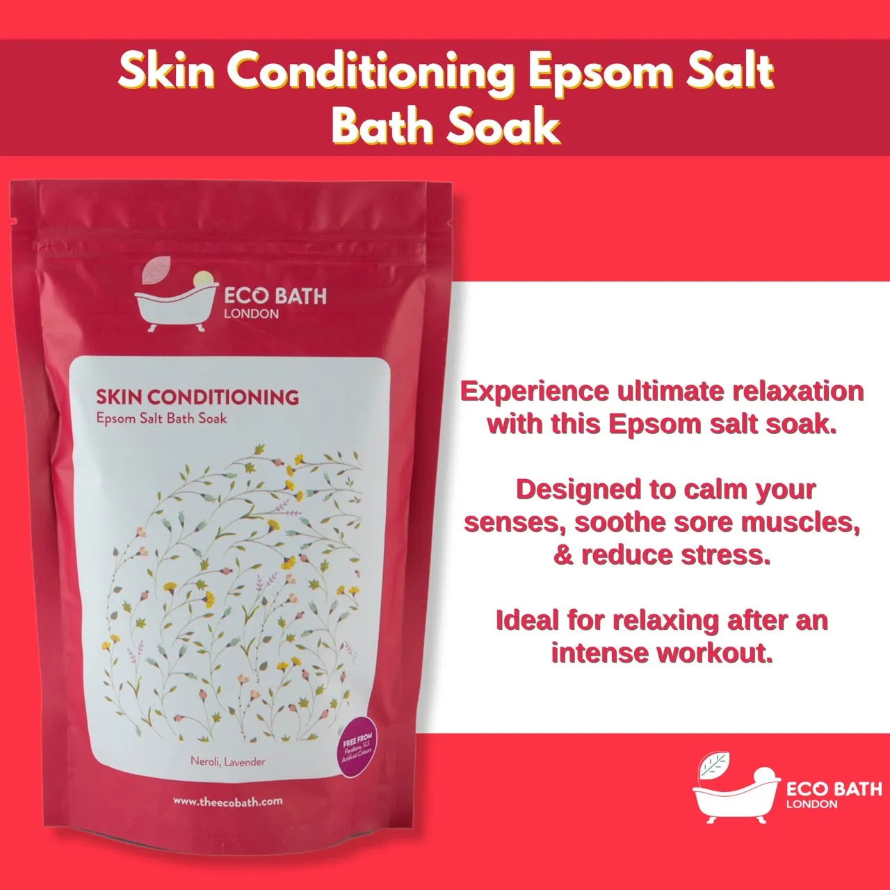 Skin Conditioning Epsom Salt Bath Soak - Pouch