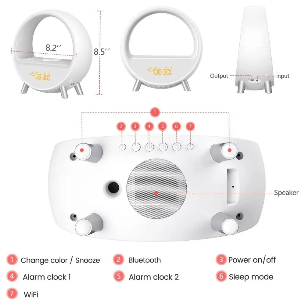 Smart Sleep Alarm Clock with Wireless Charging, Sound Machine - Arches™