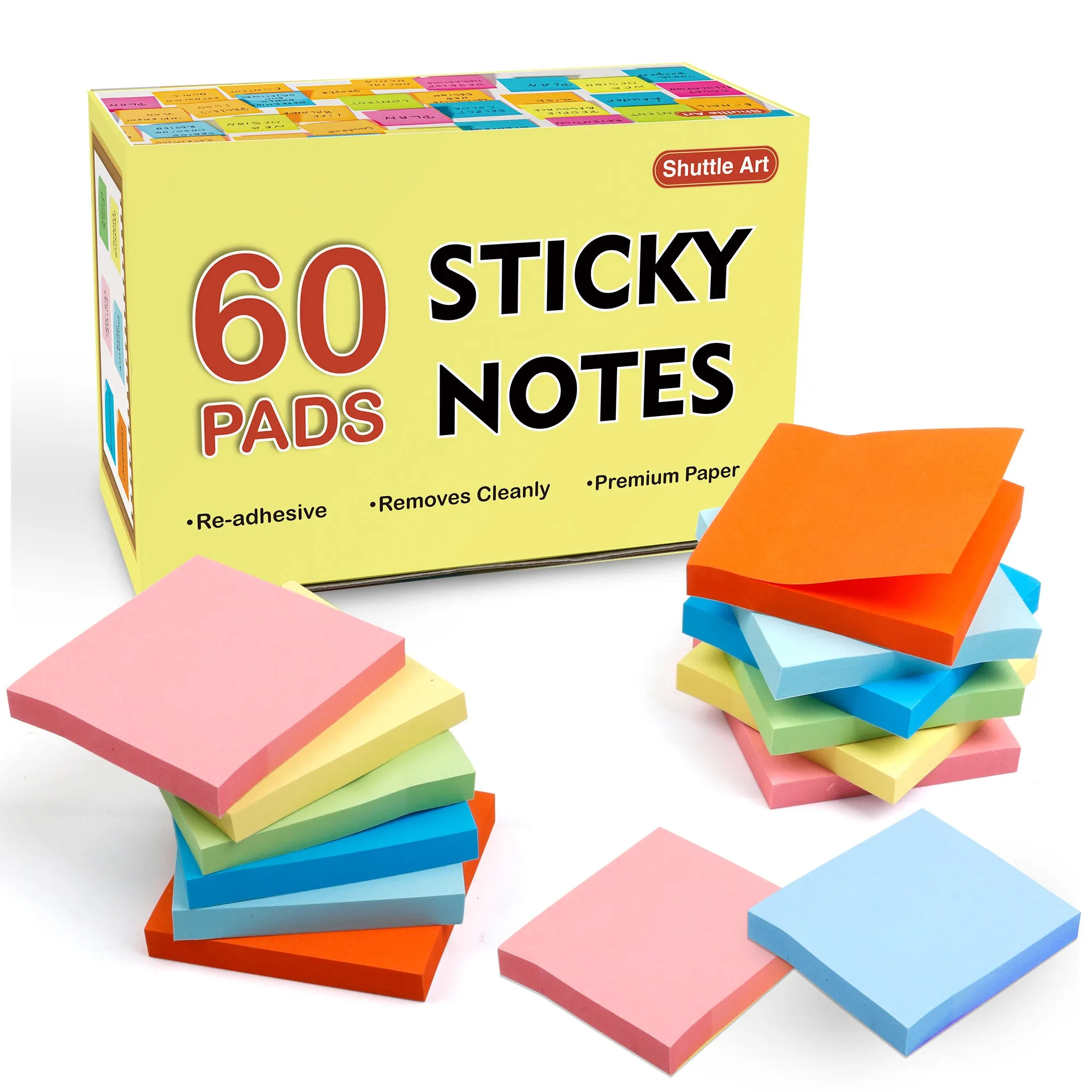 Sticky Notes, 6 Assorted Colors, 100 Sheets - Set of 30
