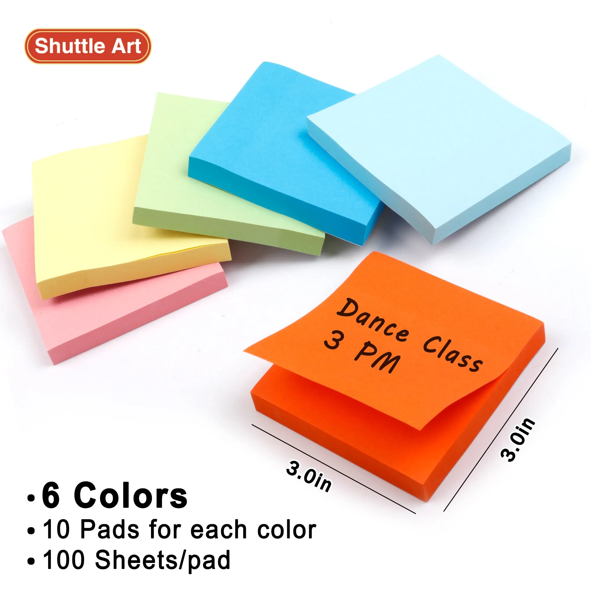 Sticky Notes, 6 Assorted Colors, 100 Sheets - Set of 30