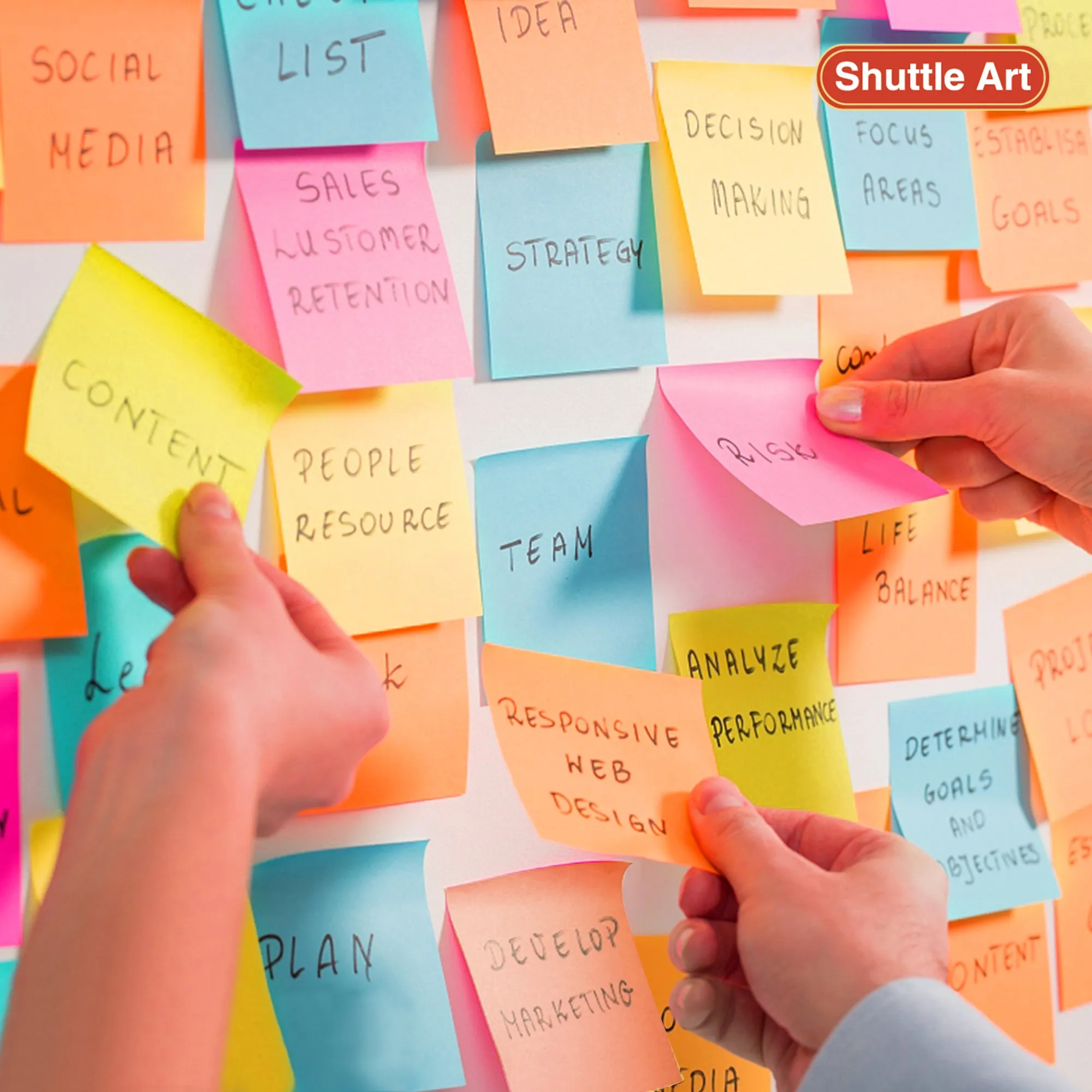 Sticky Notes, 9 Assorted Colors, 70 Sheets - Set of 9