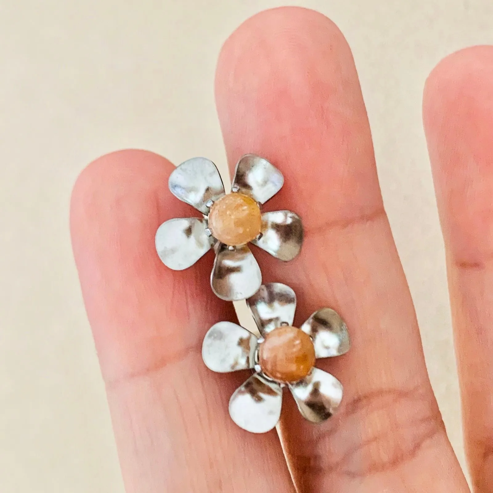 Sunstone Floral Stud Earrings