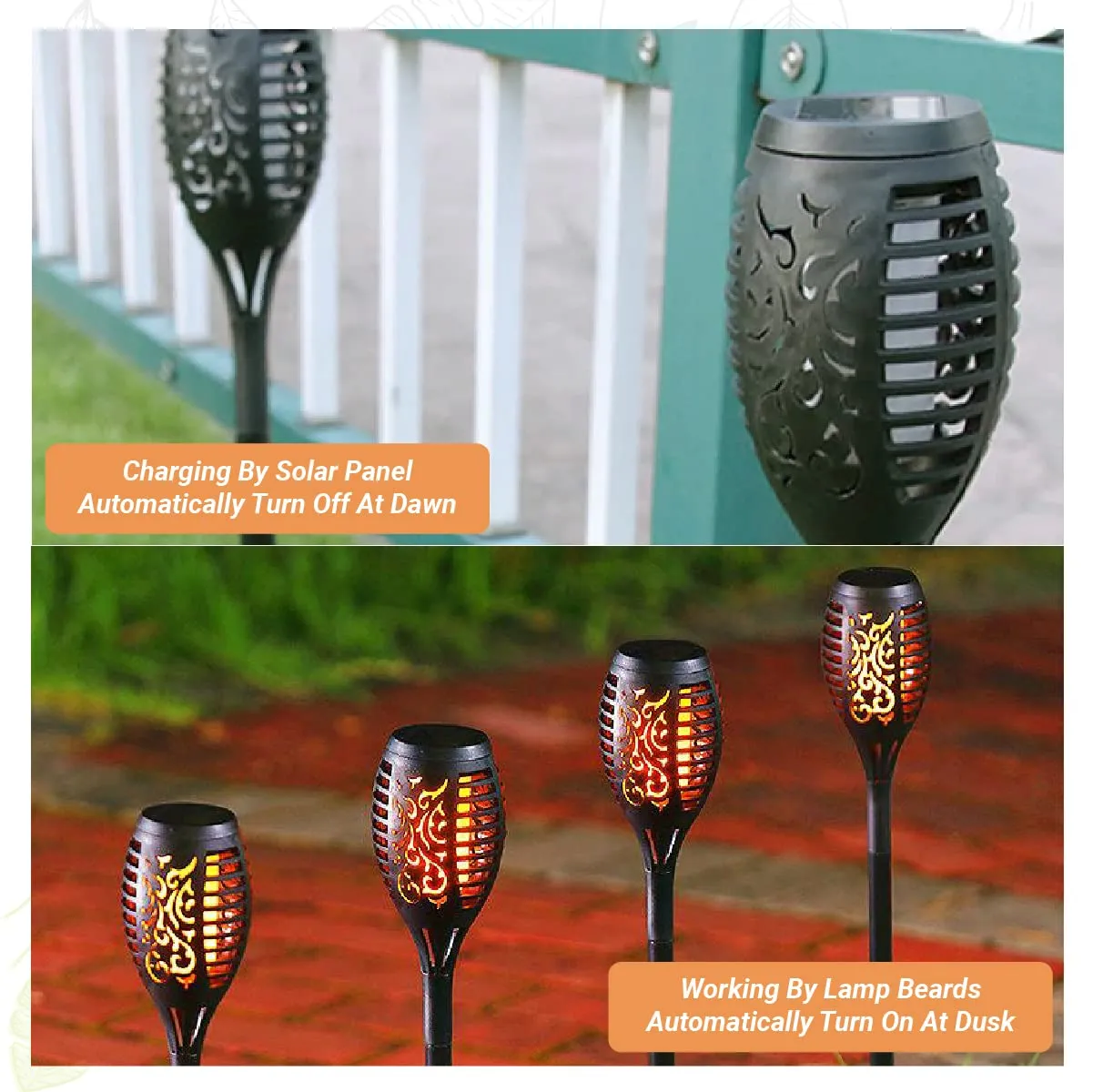 [Type 1] Solar Lamp Flickering Flame Light for Home and Outdoor