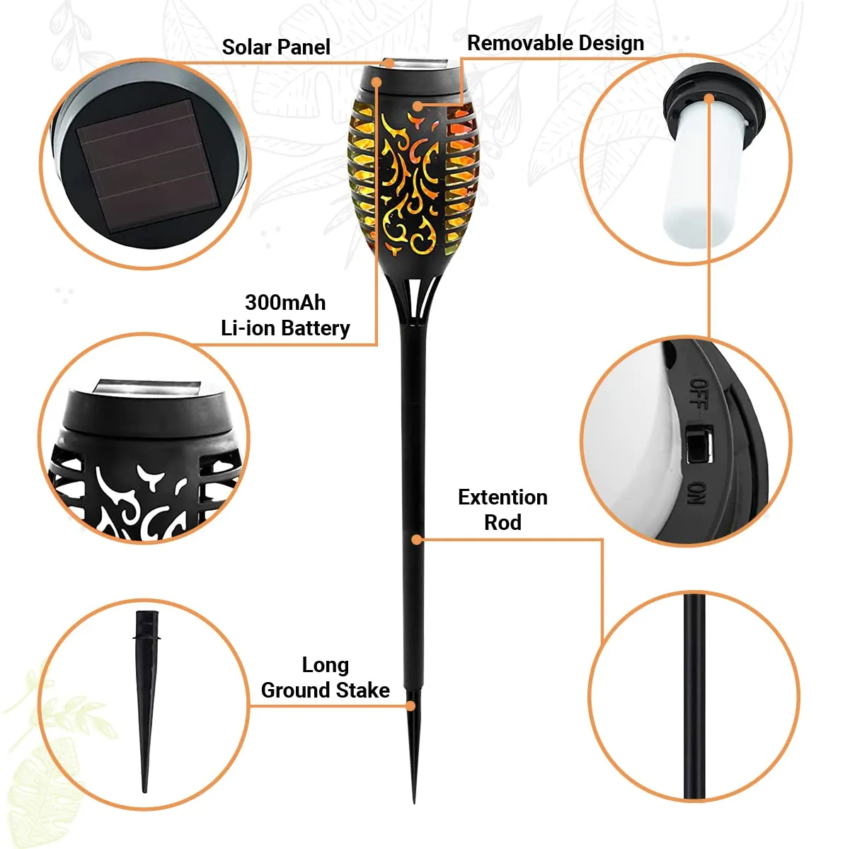 [Type 1] Solar Lamp Flickering Flame Light for Home and Outdoor