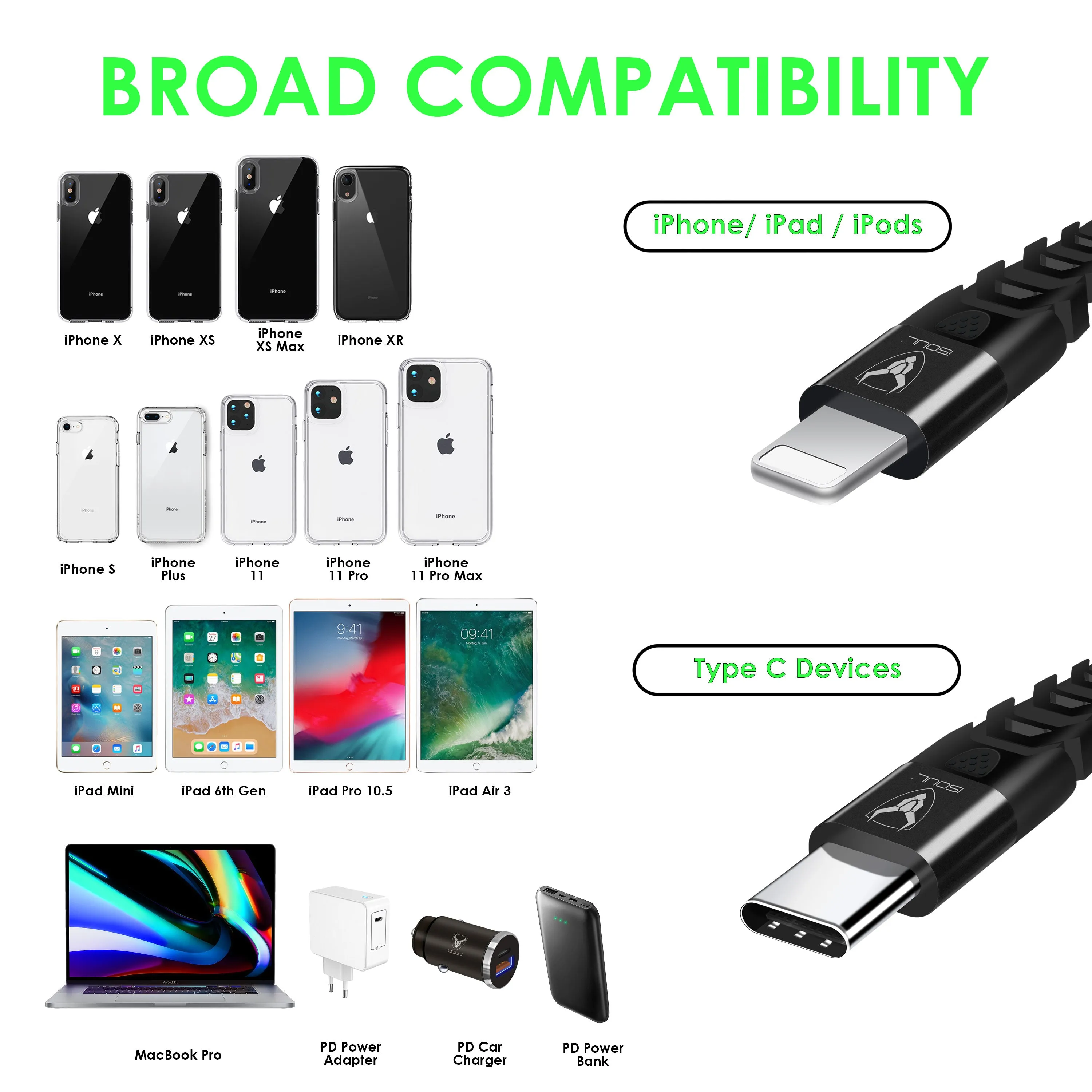 USB-C to Lightning Cable iPhone Charger Cable Supports PD