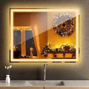 VENETIAN IMAGE Modern Rectangular Led Mirror for Bathroom with Three Colors Lights and Dimmable Function. (Model 1, 500X700 MM)