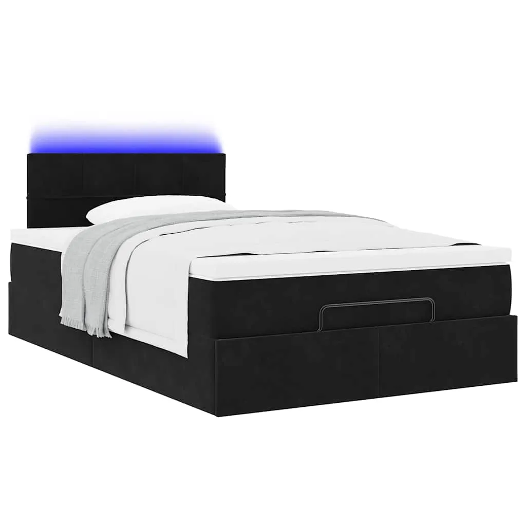 vidaXL Ottoman Bed with Mattress & LEDs Black 120x200cm Velvet