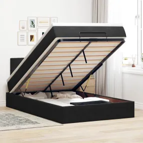 vidaXL Ottoman Bed with Mattress & LEDs Black 120x200cm Velvet
