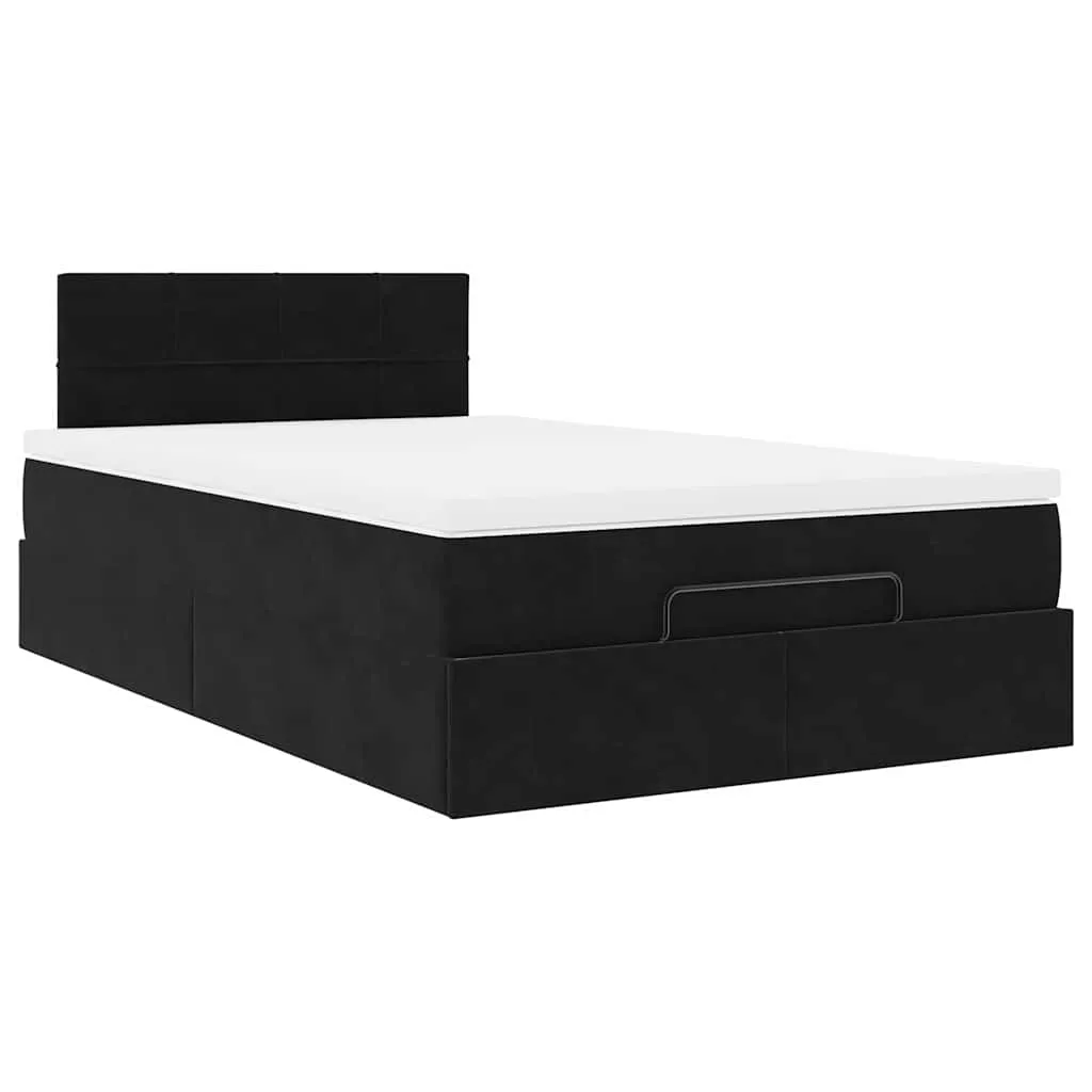 vidaXL Ottoman Bed with Mattress & LEDs Black 120x200cm Velvet