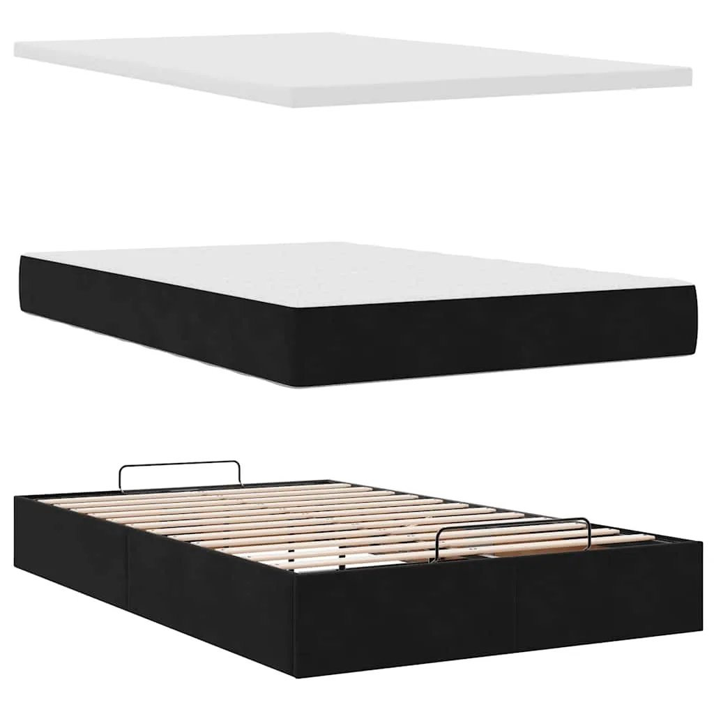 vidaXL Ottoman Bed with Mattress & LEDs Black 120x200cm Velvet